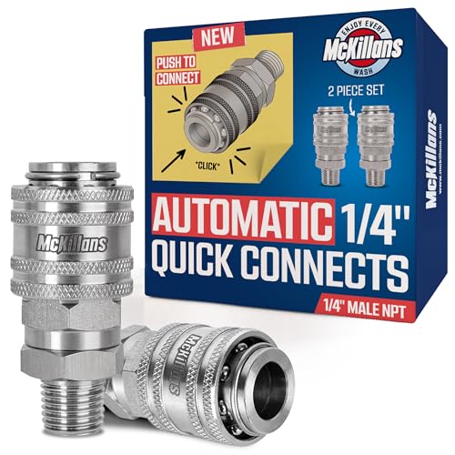 McKillans 14 Nozzle Automatic Quick Connect Fittings Stainless Steel 14 NPT Male Quick Connect Couplers Coupler for Pressure Washer Gun Pack of 2 - Image 1