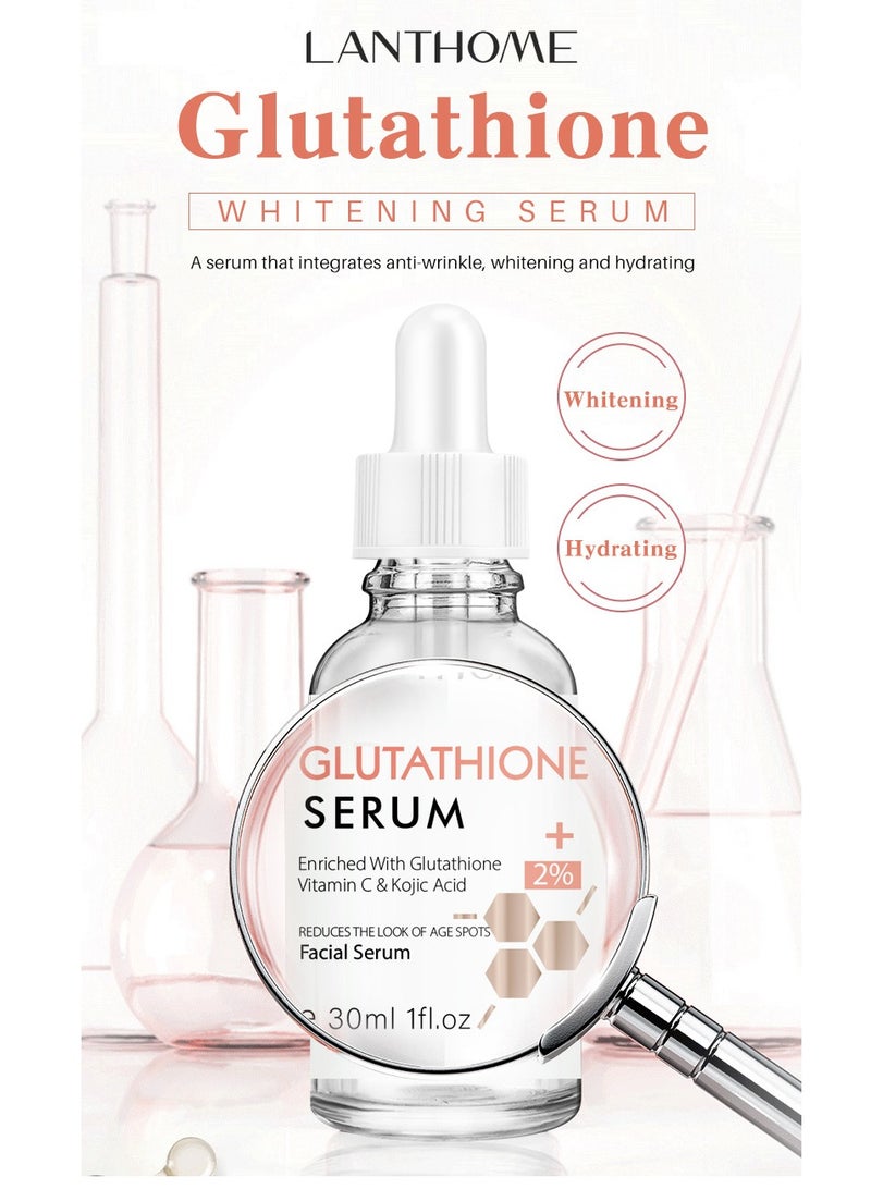 Lanthome Glutathione Serum, Glutathione White Serum, Enriched with Glutathione Vitamin C& Kojic Acid, Hydrating Moisturizing Brightening Skin Reduces Fine Lines & Wrinkles, Dark Spot Remover Face Serum - Image 2