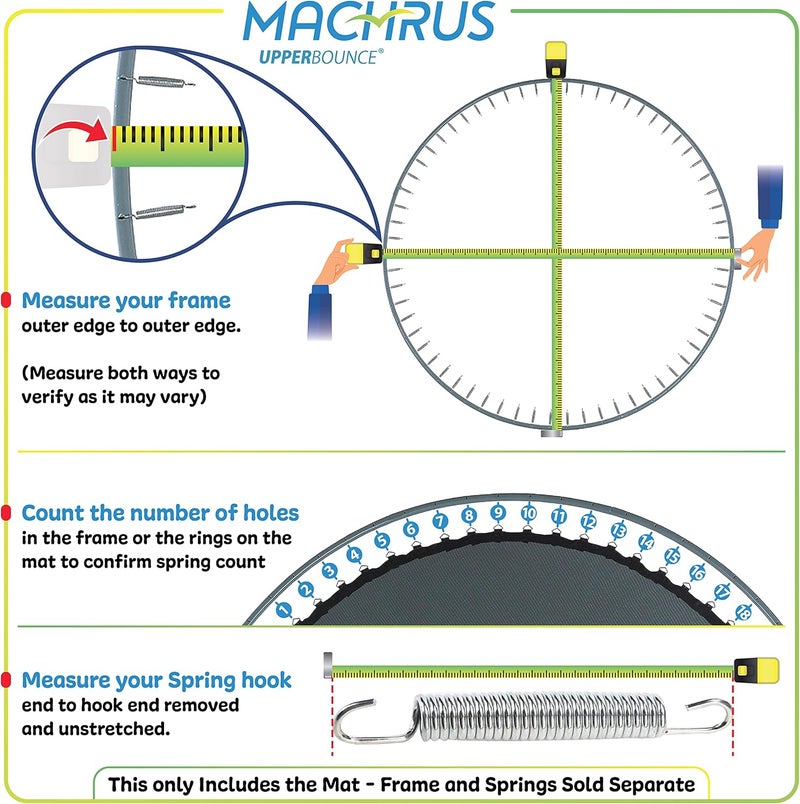 Upper Bounce Trampoline Replacement Mat for 8FT Round Trampolines - UV & Water Resistant with 40 V-Rings - Image 2