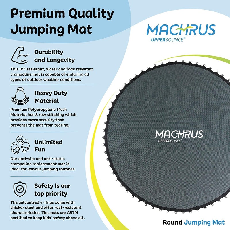 Upper Bounce Trampoline Replacement Mat for 8FT Round Trampolines - UV & Water Resistant with 40 V-Rings - Image 3