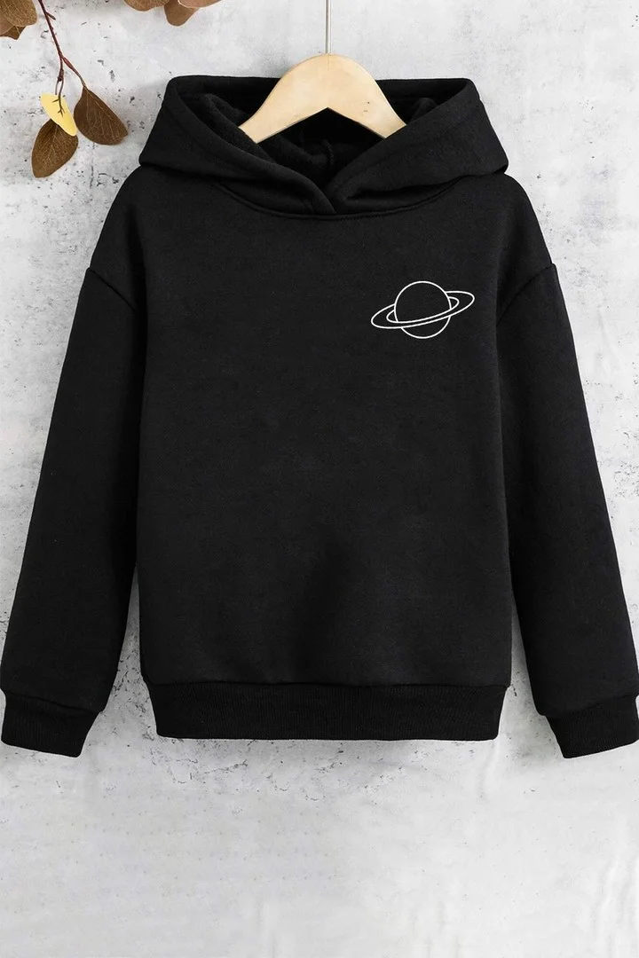 ONLYTRENDWEAR Childrens Saturn Themed Printed Sweatshirt 3-4 Years Old Black