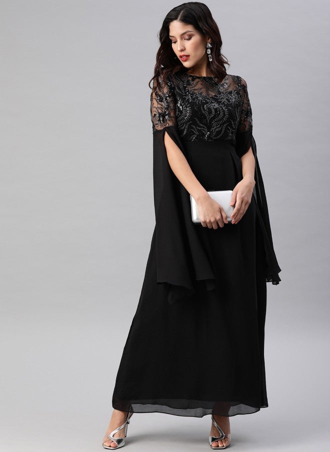 Athena Black Embellished Maxi Dress for Women - Image 1