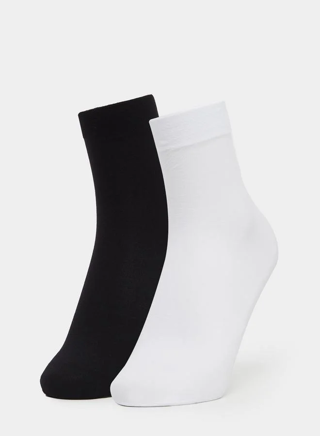 ستايلي Styli Set of 2 - Solid Crew Socks