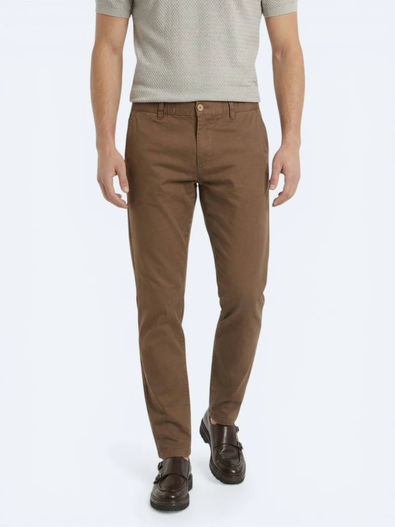 Kip Brown Weaving Jogging Fit Casual Cotton Blended Trousers