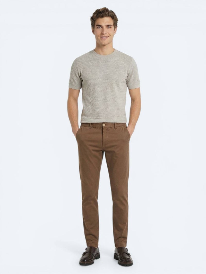 Kip Brown Weaving Jogging Fit Casual Cotton Blended Trousers - Image 1