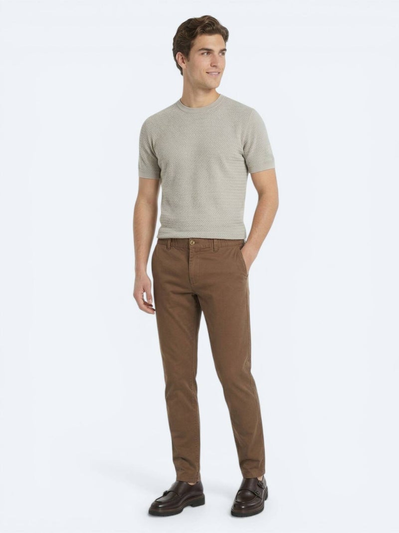 Kip Brown Weaving Jogging Fit Casual Cotton Blended Trousers - Image 3