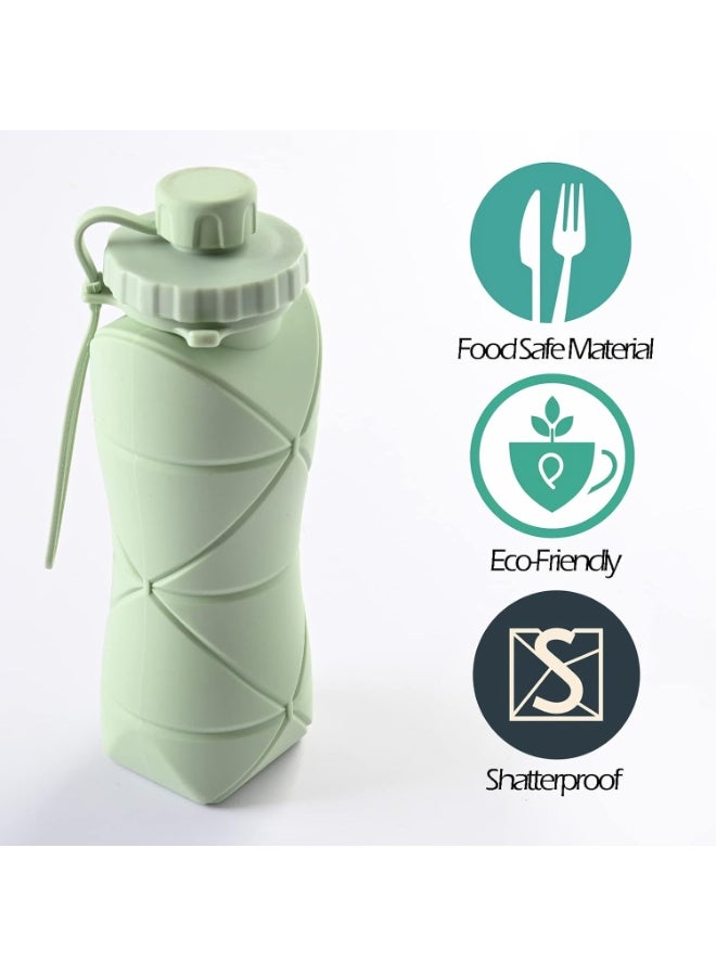 Bukela Collapsible Water Bottle, Silicone Foldable Water Bottles For Travel, Easy-To-Carry Design And Compact Size, BPA Free,600ML (Green) - Image 5