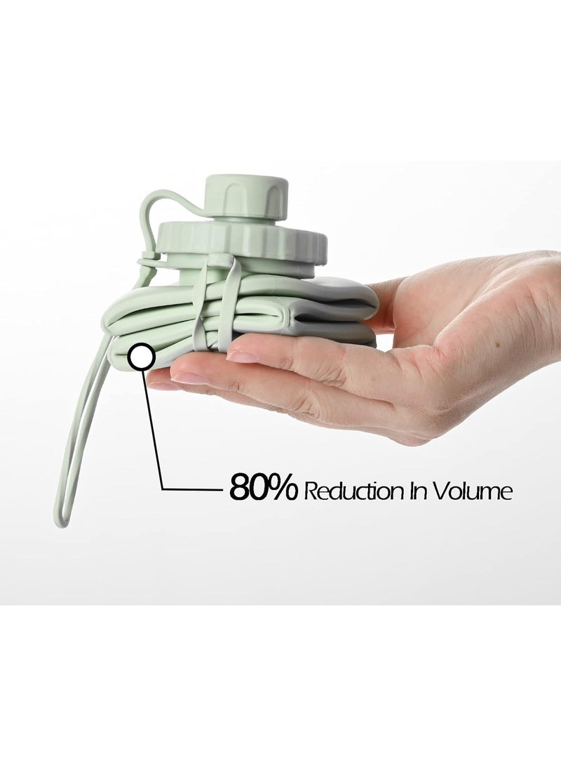 Bukela Collapsible Water Bottle, Silicone Foldable Water Bottles For Travel, Easy-To-Carry Design And Compact Size, BPA Free,600ML (Green) - Image 4