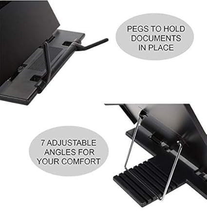 LEKORED Metal Adjustable Reading Desk HolderCopy Shelf Metal Typing Book Desk Holder for HandsFree Reading Stand Holder for Books Document Draft Reader Paper Stand Black Color - Image 3