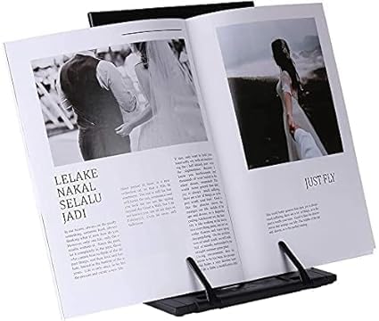 LEKORED Metal Adjustable Reading Desk HolderCopy Shelf Metal Typing Book Desk Holder for HandsFree Reading Stand Holder for Books Document Draft Reader Paper Stand Black Color - Image 4