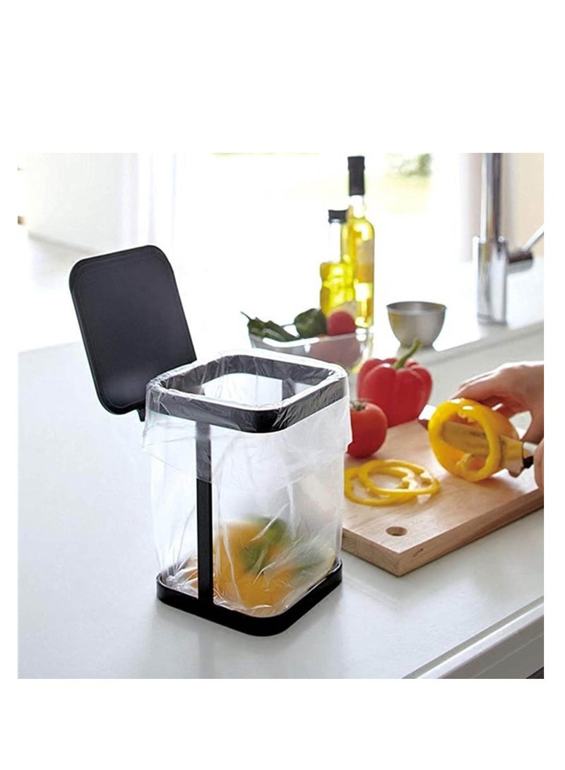 Metal Countertop Trash Can Garbage Bag Holder for Home Kitchen (Black)  - Image 1