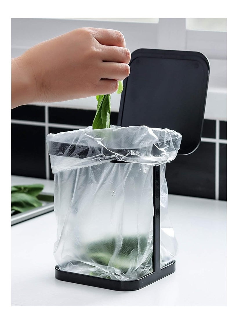 Metal Countertop Trash Can Garbage Bag Holder for Home Kitchen (Black)  - Image 2