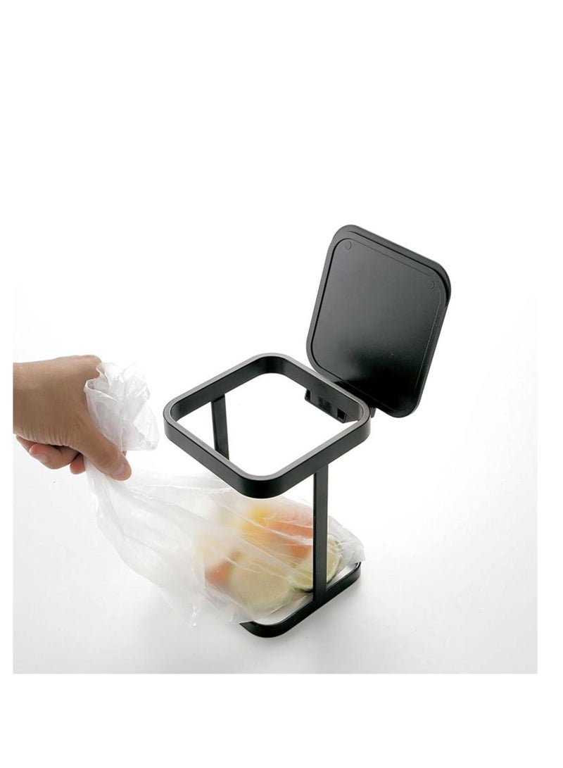 Metal Countertop Trash Can Garbage Bag Holder for Home Kitchen (Black)  - Image 4
