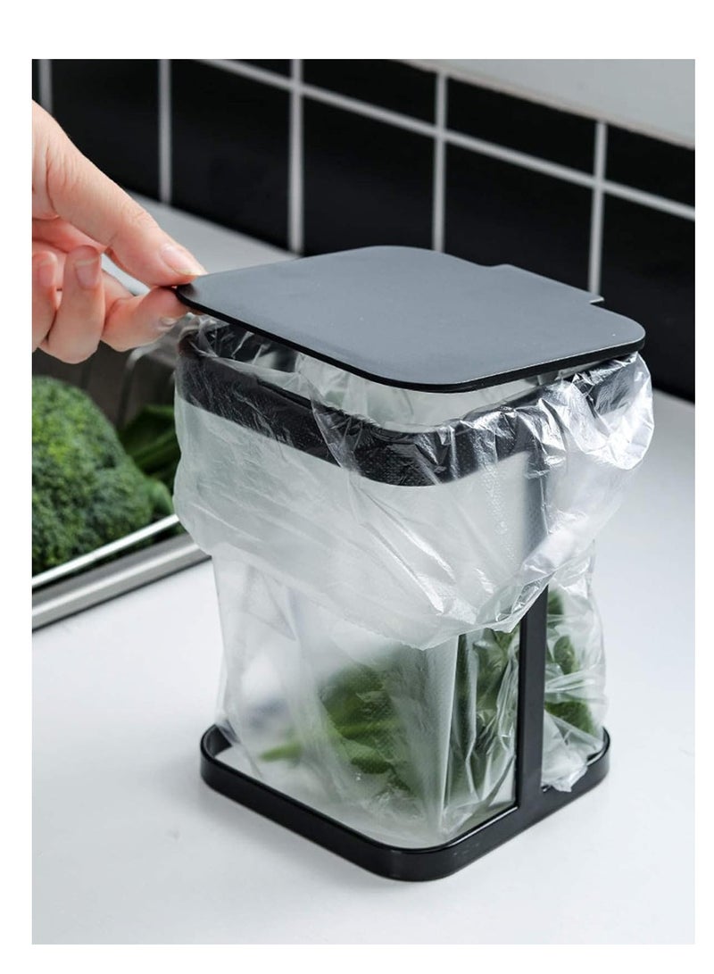 Metal Countertop Trash Can Garbage Bag Holder for Home Kitchen (Black)  - Image 3