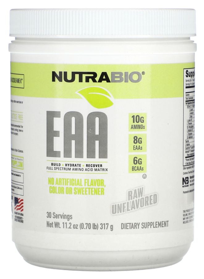 NutraBio EAA خام بدون نكهة 0.70 رطل (317 جرام)