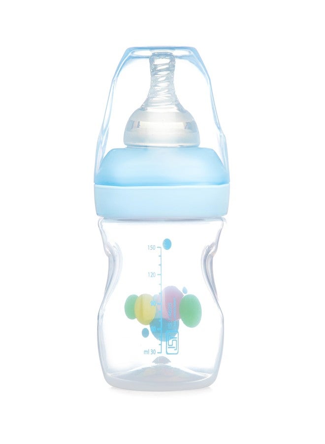 Bubbles Wide Neck Anti Colic Wide Neck Essential Baby Feeding Bottle 150 ml (Blue) - Image 1