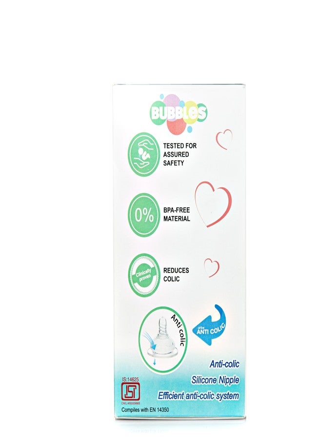 Bubbles Wide Neck Anti Colic Wide Neck Essential Baby Feeding Bottle 150 ml (Blue) - Image 5