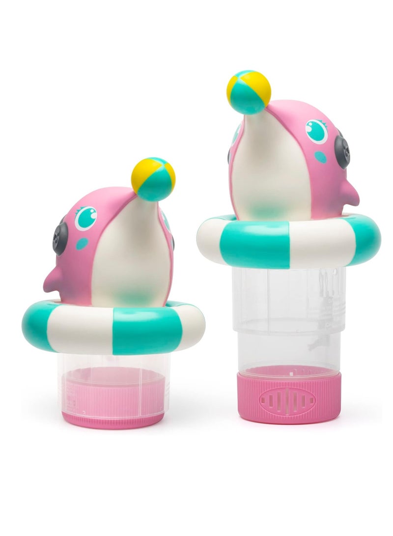general Pool Desire Floating Chlorine Dispenser for Chemical Tablets, Fits 1ft and 3ft Edge, Bromine Stand, Pink Dolphin - Image 1