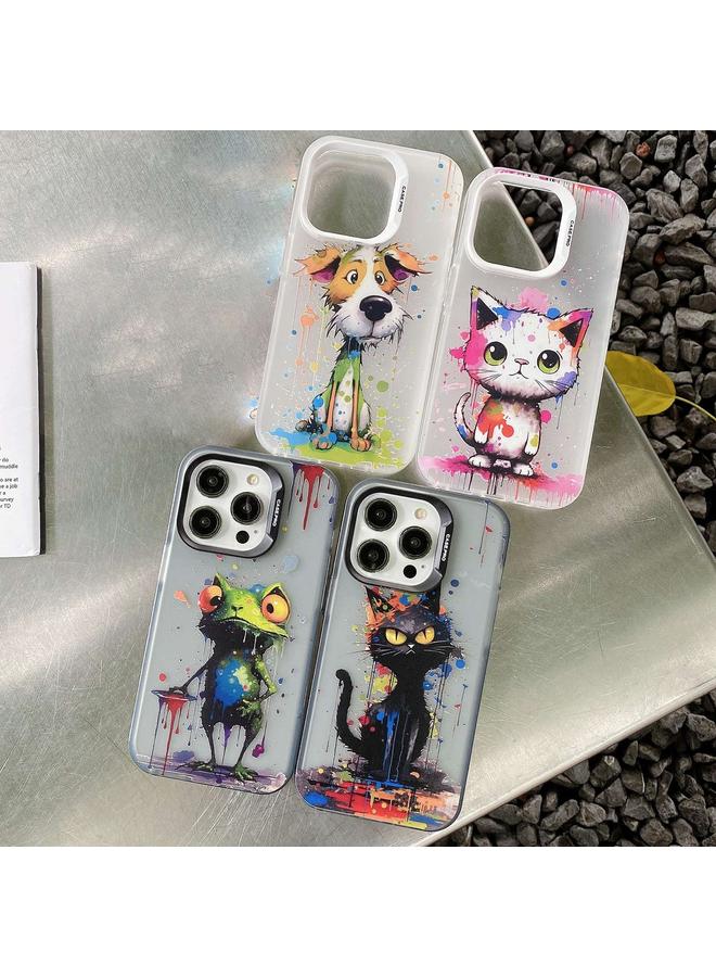 اس-توب جراب لهاتف iPhone 15 Pro، جراب TPU مطبوع عليه حيوانات ملونة بالحبر - Image 3