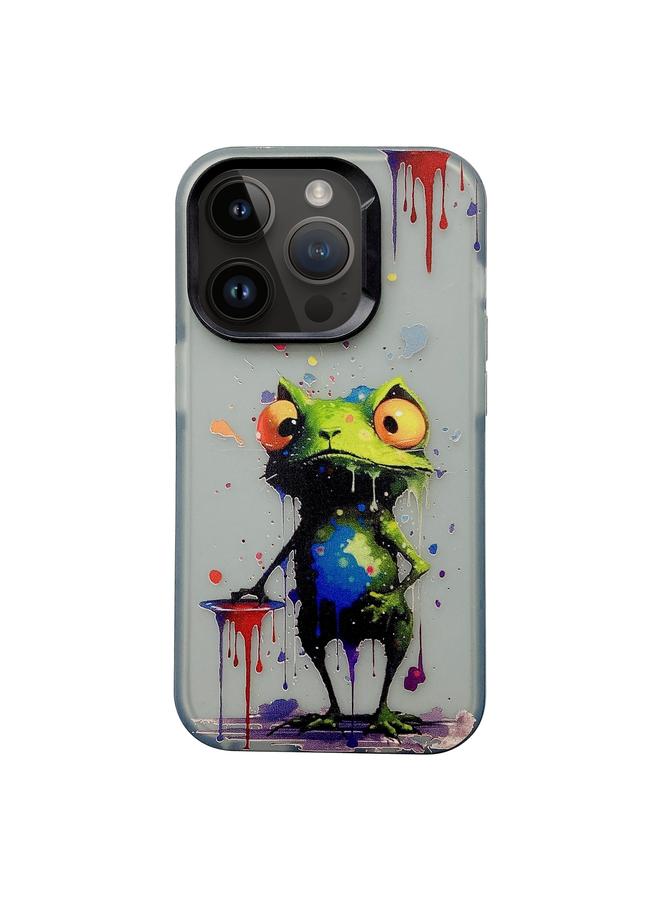 اس-توب جراب لهاتف iPhone 15 Pro، جراب TPU مطبوع عليه حيوانات ملونة بالحبر - Image 1