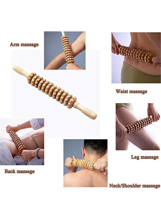 Loquat Wood Therapy Roller Massage Tools, Lymphatic Drainage Massager, Wooden Massage  Muscle Roller Stick, Handheld Cellulite Trigger Point Manual Muscle Release Roller Massager - Image 5