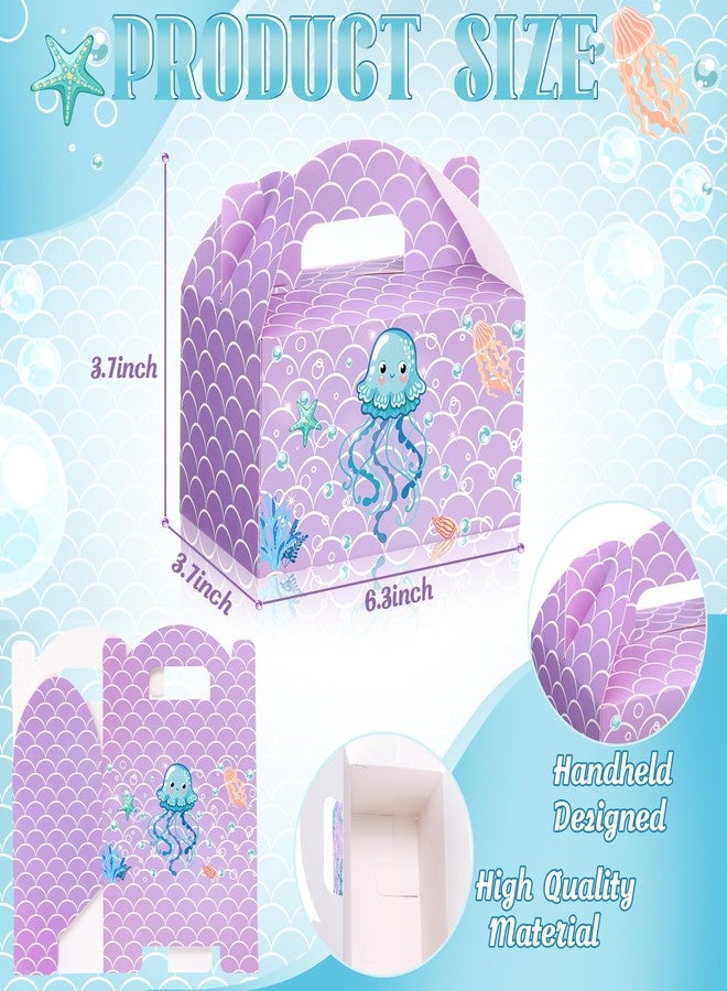 Dunzoom 24 Pcs Mermaid Party Favors Treat Boxes Shell Pearl Mermaid Goodie Bags Candy Gift Bags Ocean Gable Box with Handles for Girls Under The Sea Birthday Party Supplies - Image 2