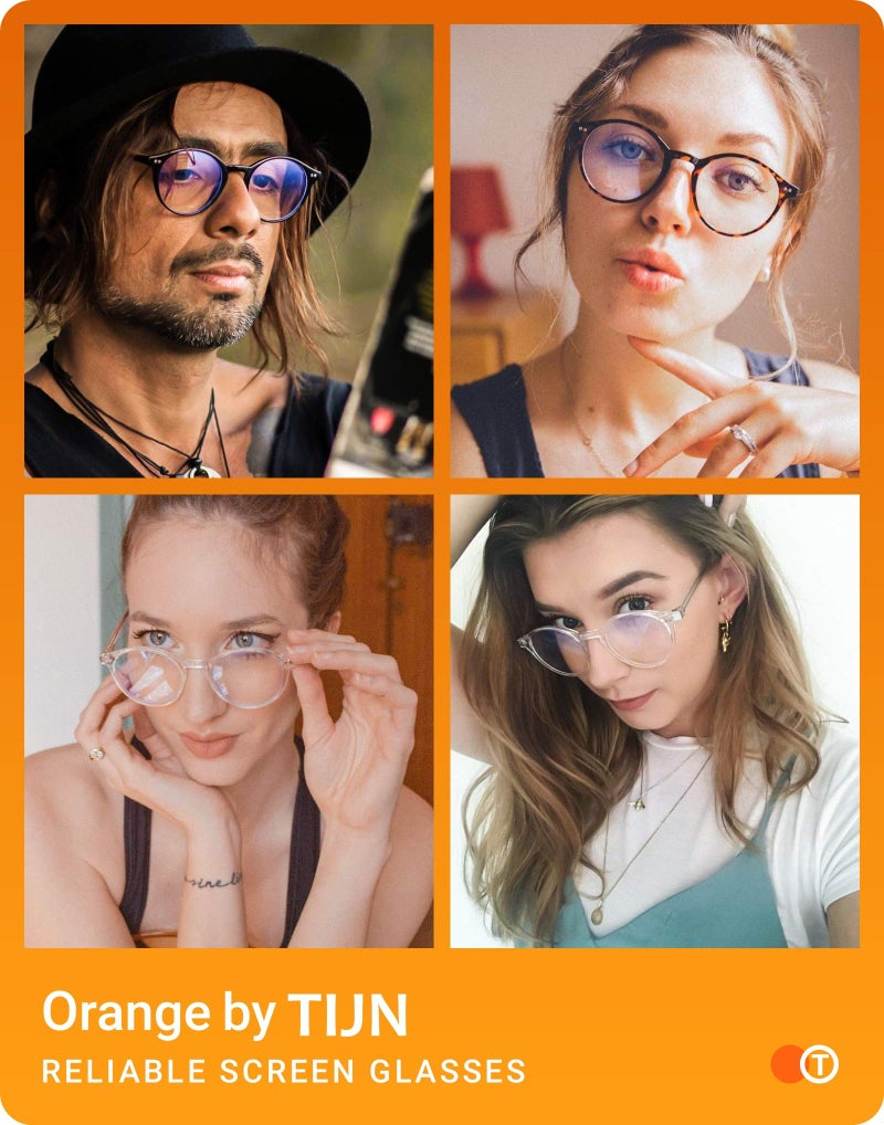 TIJN Blue Light Blocking Glasses for Women Men Vintage Thick Round Rim Frame Eyeglasses (Transparent Grey) - Image 2