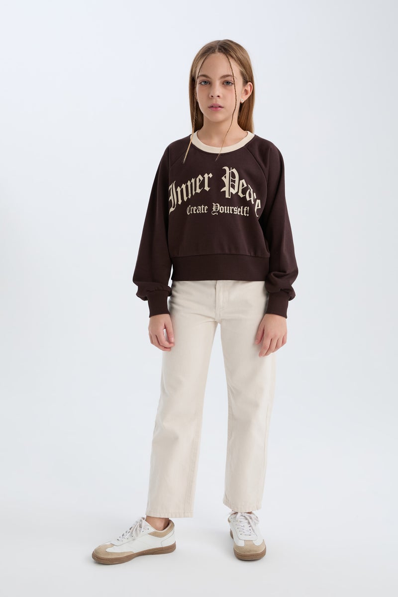 DeFacto Girl Relax Fit Printed Soft Furry Inside Sweatshirt - Image 4