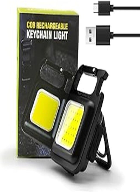 Mini LED COB Keychain Work Light Truly 500mAh 1000 Lumens 4 Mode Tiny Handheld Torch Multifunctional Emergency Keyring Flashlight Rechargeable Folding Bracket Bottle Opener Camping Fishing