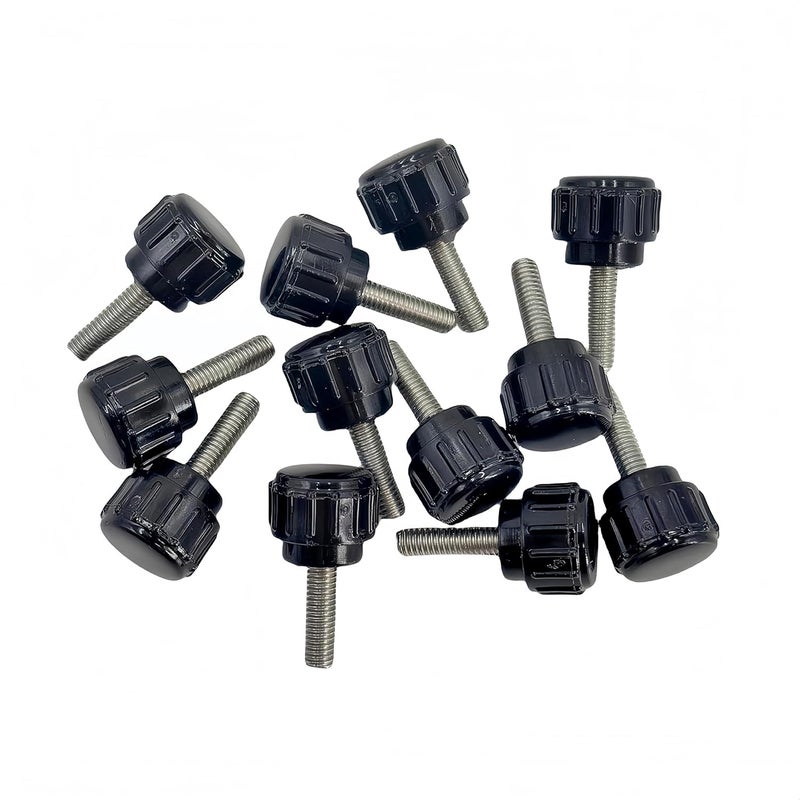heyday M4x14mm 304 Stainless Steel Threaded Knurled Thumbscrew Screw on Knobs Grips Black Round Clamping Screw, Black(20 Pcs) - Image 3