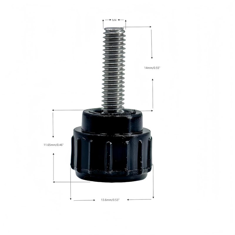 heyday M4x14mm 304 Stainless Steel Threaded Knurled Thumbscrew Screw on Knobs Grips Black Round Clamping Screw, Black(20 Pcs) - Image 2