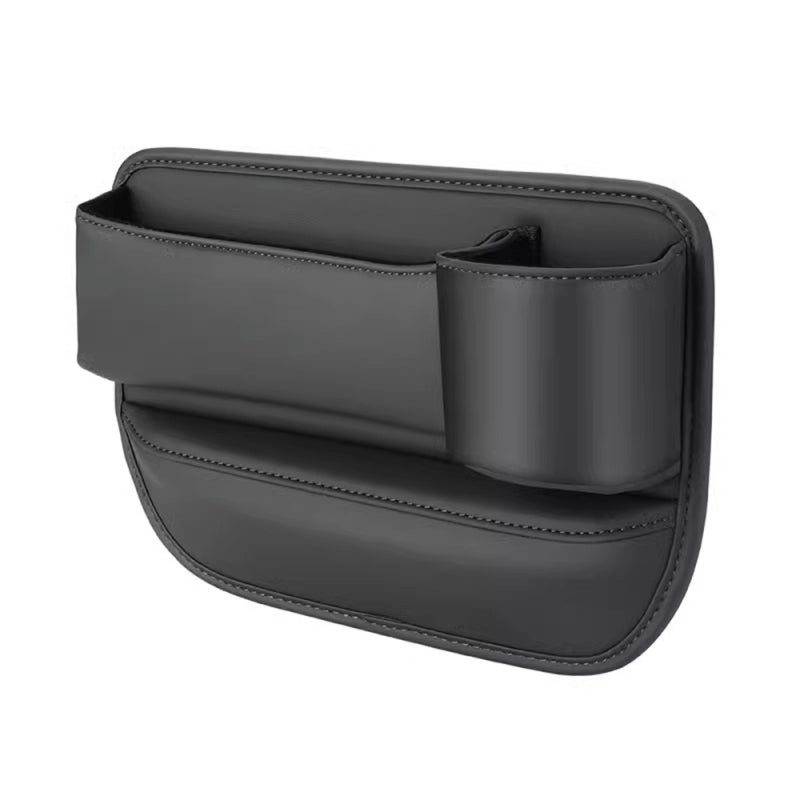Car Seat Gap Filler Organizer: Black Passenger Side Premium PU Leather - Cup Holder & Charging Hole Design Car Seat Organizer for Car Front Seat Storage - Image 1