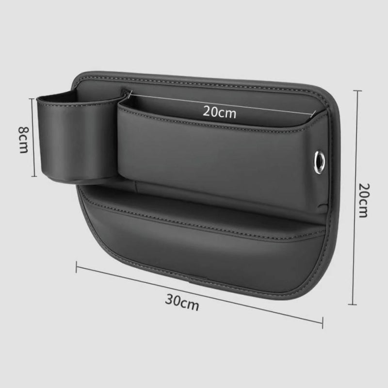 Car Seat Gap Filler Organizer: Black Passenger Side Premium PU Leather - Cup Holder & Charging Hole Design Car Seat Organizer for Car Front Seat Storage - Image 3
