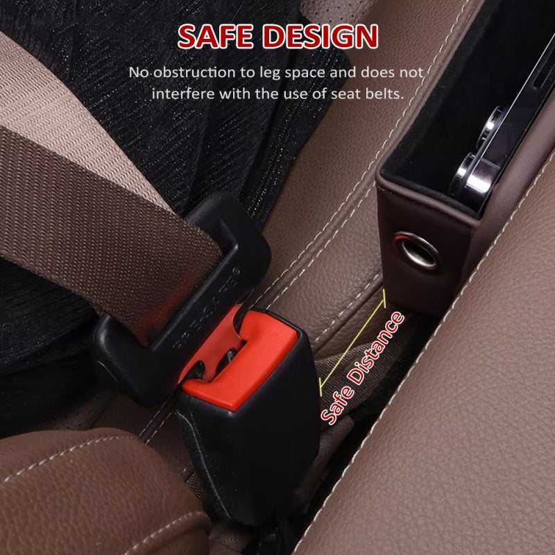 Car Seat Gap Filler Organizer: Black Passenger Side Premium PU Leather - Cup Holder & Charging Hole Design Car Seat Organizer for Car Front Seat Storage - Image 5