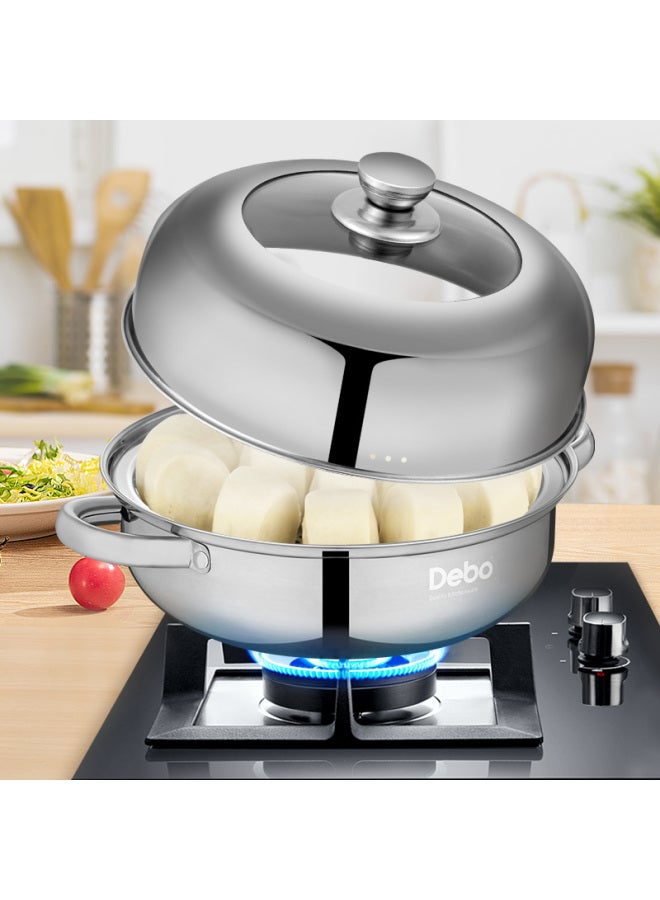 Debo Stainless Steel Single-layer Steamer Pot, Suitable For Both Steaming And Induction Cooking, Ailinuo 26cm - Image 2