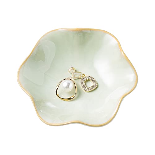 BEUNAIZER Jewelry Dish Tray, Ring Dish, Ceramic Trinket Tray, Key Bowl, Decorative Plate, for Friends Sisters Daughter Mother(Light Green) - Image 1