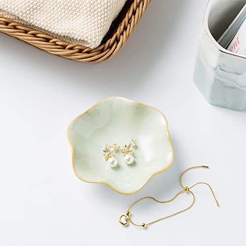 BEUNAIZER Jewelry Dish Tray, Ring Dish, Ceramic Trinket Tray, Key Bowl, Decorative Plate, for Friends Sisters Daughter Mother(Light Green) - Image 5