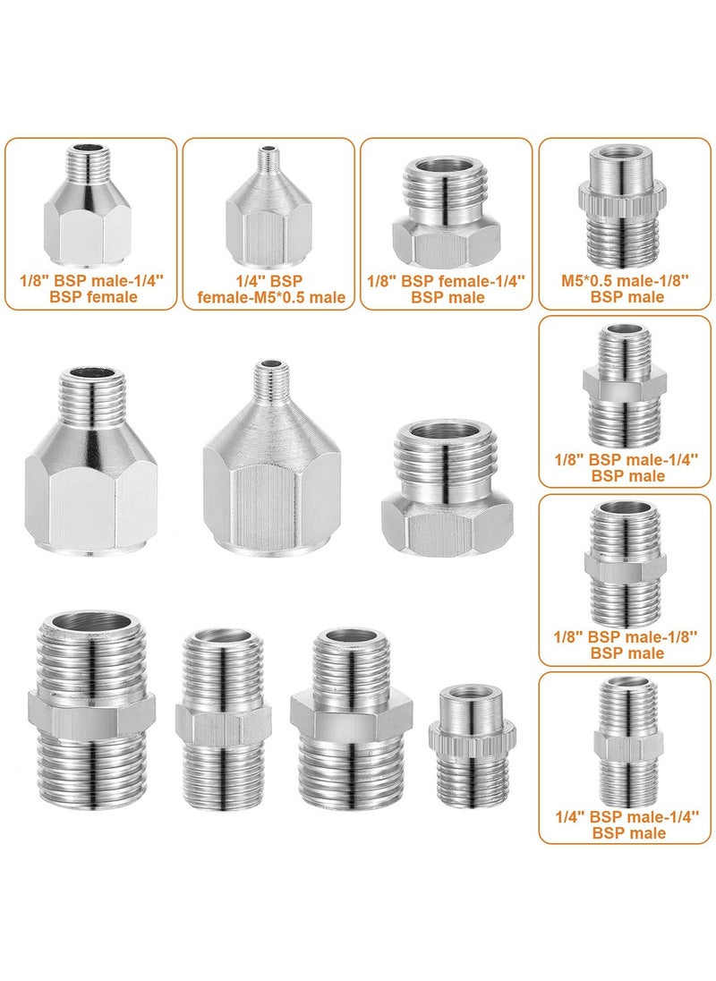 SYOSI - 15 Pieces Airbrush Adapter Set Airbrush Quick Release Coupling Disconnect Adapter Kit Airbrush Quick Release Disconnect Fitting Connector Set Female Connectors for Air Compressor and Airbrush Hose - Image 1