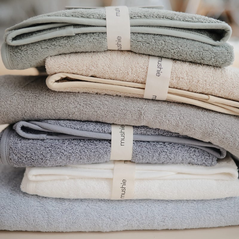 mushie Baby Hooded Towel | Organic Cotton (Baby Blue) - Image 3
