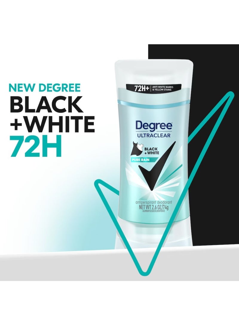 DEGREE UltraClear Antiperspirant Deodorant Black + White Pure Rain 74g for Women | 72H Sweat Protection - Image 2