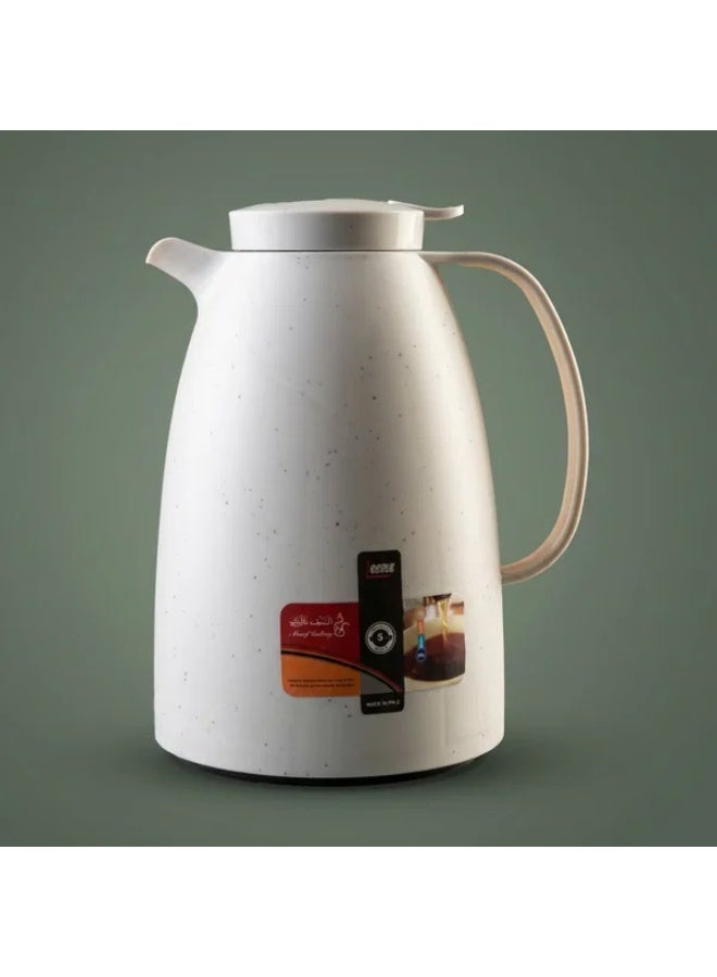 LEEMA thermos, 1 liter, compressor, thermal glass inner container, plastic outer shell - white - Image 1