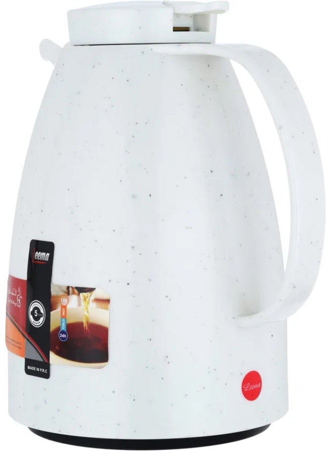 LEEMA thermos, 1 liter, compressor, thermal glass inner container, plastic outer shell - white - Image 2