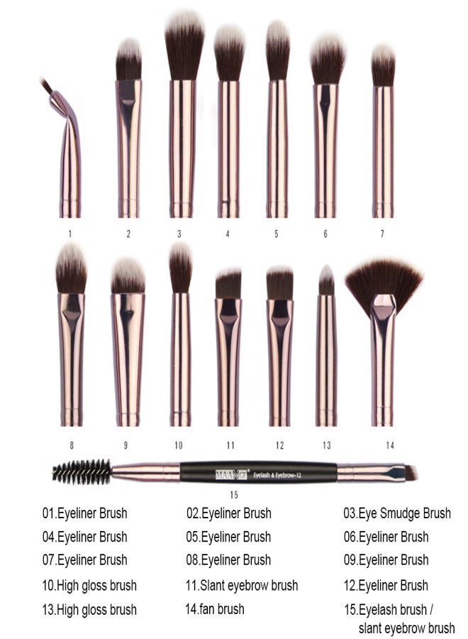15PCS Eye Makeup Brushes Set Cosmetic Brush Beauty Tools Eyeshadow Brush Mascara Brush Eyeliner Brush Makeup Brushes Kit - Image 4