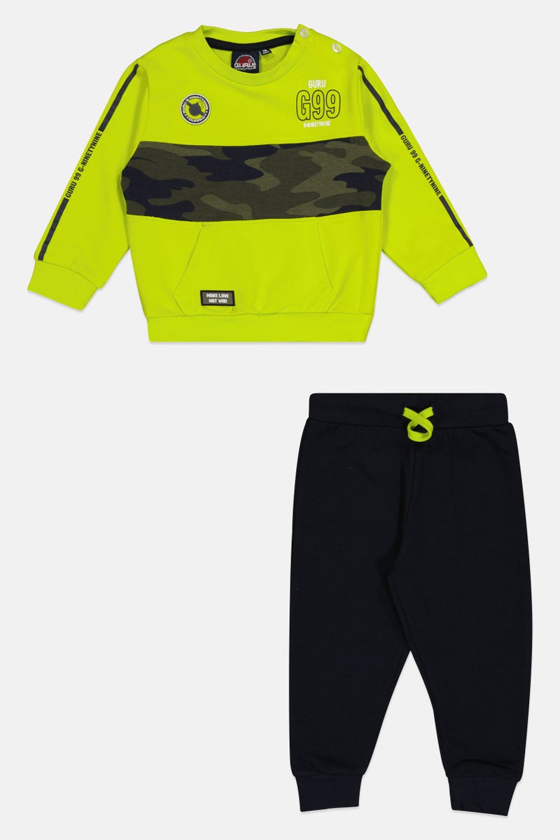 guru G99 By Guru Toddlers Boy 2 Pieces Brand Logo Sweatshirt With Bottom Set, Multicolor - Image 1