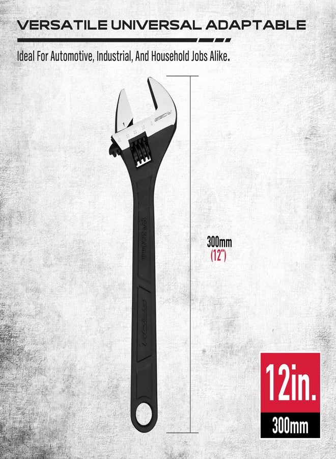 SEDY 12-Inch Adjustable Wrench, Black Oxide Finish Wide Jaw Spanner with Inch/Metric Scale, Premium Drop Forged Steel for Automotive Plumbing and Household Repairs - Image 2