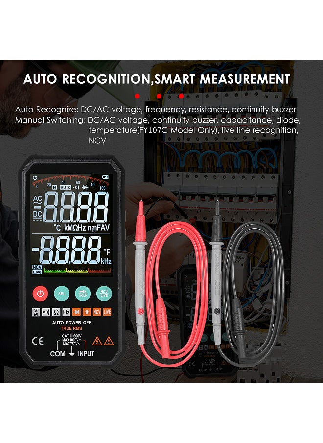Generic Super Slim Palm Size 3.3-inch LCD Digital Multimeter 6000 Counts True RMS Universal Meter High Accuracy Smart Measure AC/DC Voltage Resistance Capacitance Frequency Continuity Diode NCV Test  - Image 3