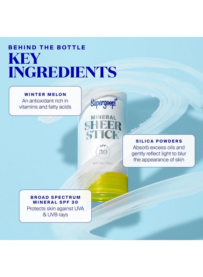 Supergoop! Mineral Sheer Stick SPF 30 Sunscreen - 100% Mineral, Broad Spectrum Sunscreen for Face & Body - Helps Filter Blue Light - Natural Finish - For All Skin Types - 0.7 fl oz - Image 4