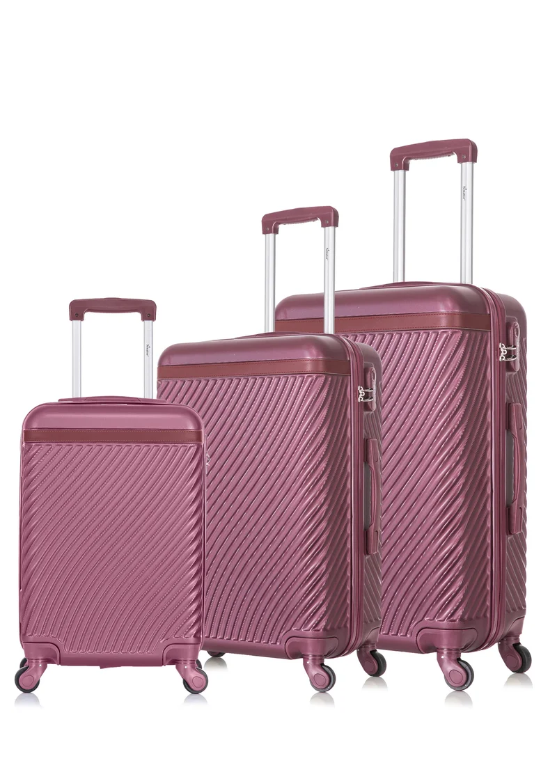 سيناتور Hard Case Suitcases Trolley Luggage Set For Unisex ABS Lightweight Travel Bags with 4 Spinner Wheels KH1065 Maroon