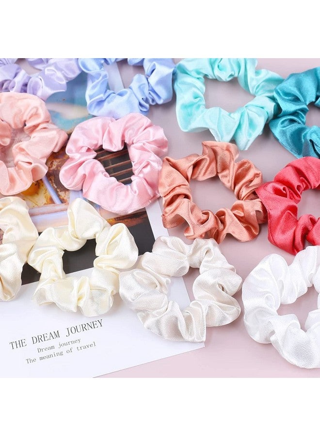 FAMEZA Cute Satin Hair Scrunchies for Girls, Soft as such Silk, Elastic Bands Ponytail Holder Hair Accessories, 12 Pack - Image 3