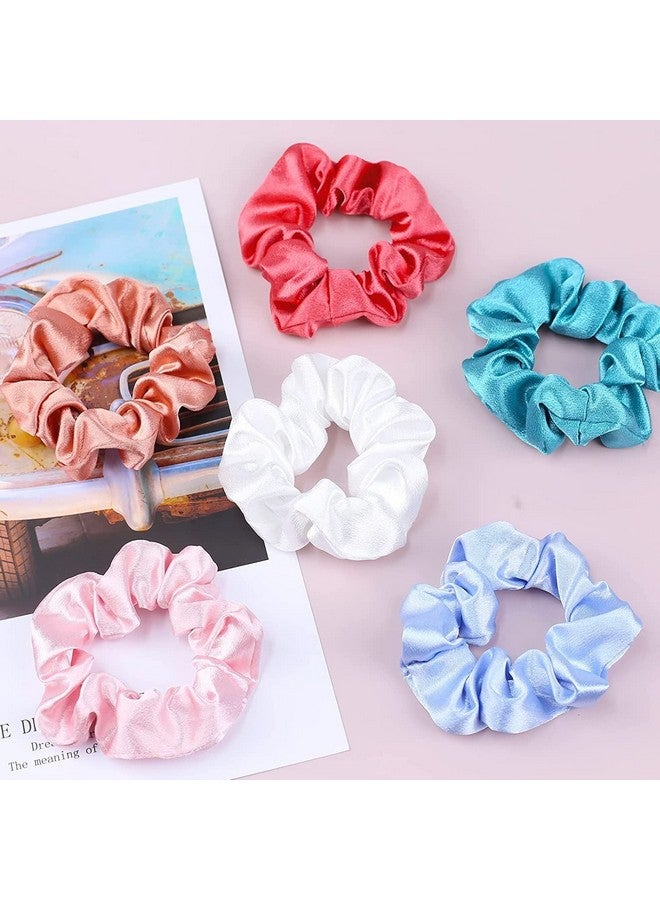 FAMEZA Cute Satin Hair Scrunchies for Girls, Soft as such Silk, Elastic Bands Ponytail Holder Hair Accessories, 12 Pack - Image 2